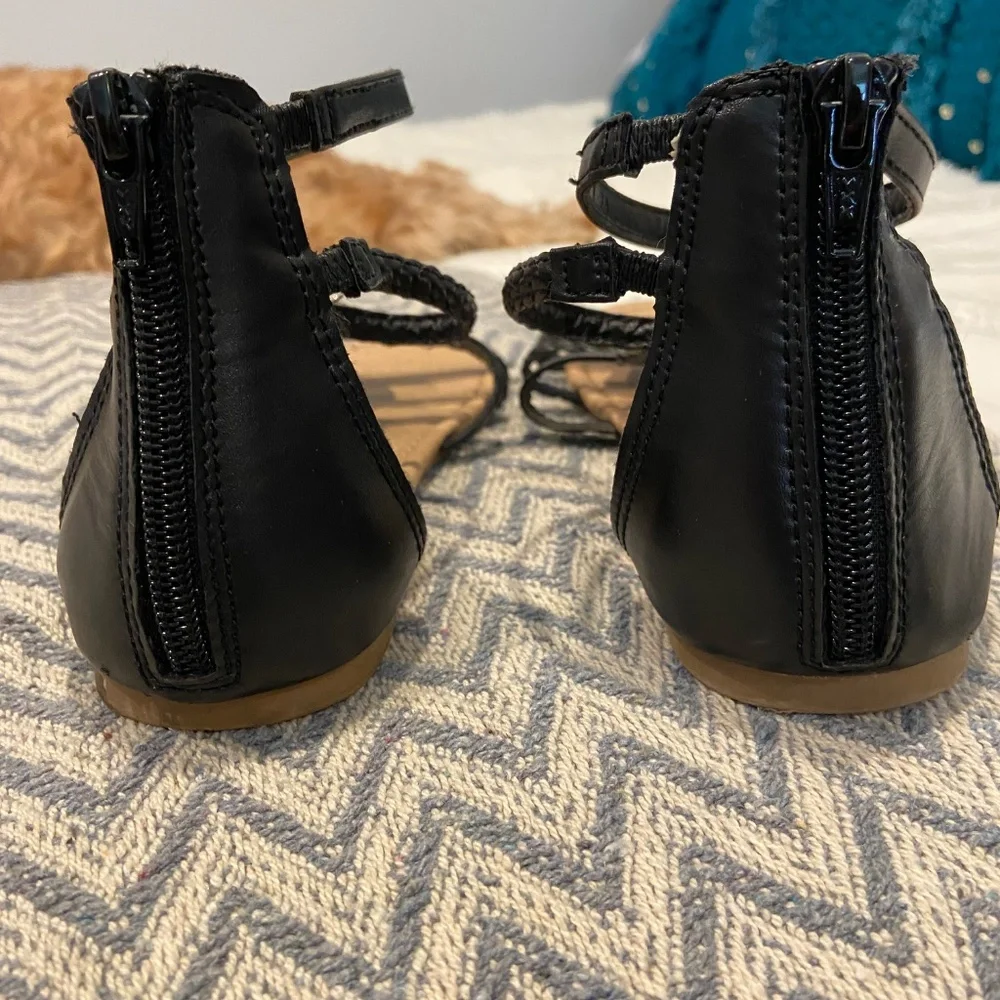 Girls Size 4 SO Priscila Black Gladiator Sandals with Jewels